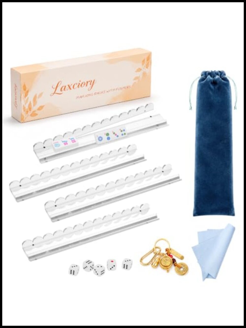 Luxury Acrylic Mahjong Racks with Magnetic Pushers, 4 Count
